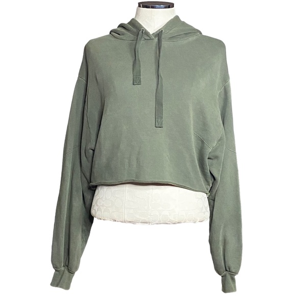 FRAME | Green Easy Cropped Hoodie Sweatshirt Size Medium - Picture 4 of 9